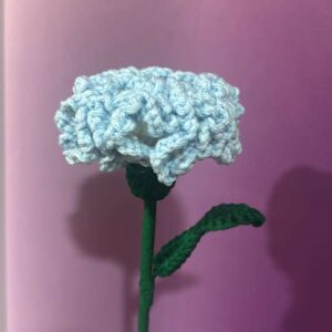 Sky Blue Crochet Carnation - Single Stem
